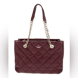 kate spade Quilted Leather Tote in Burgundy